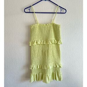 Forever 21 Flounce Smocked Mini Dress Green Ruffle Size Medium Party Whimsy